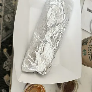 Breakfast burrito with sauces