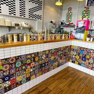 the interior of a coffee shop