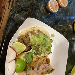 Al Pastor Chicken Taco and Carne Asada Taco