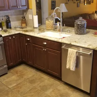 a kitchen and living room