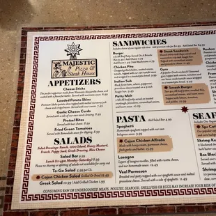 sushi and sashimi, menu