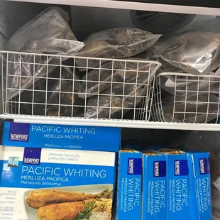 Large variety of frozen fish and meats