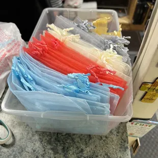 Nice little gift bags available with purchase! You may have to ask