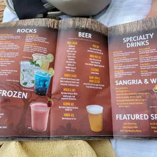 a menu for drinks
