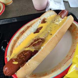 $10 chili cheese hot dog. It was huge!!