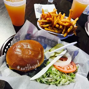 Single cheeseburger unwrapped