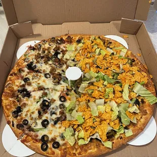 a large pizza in a box