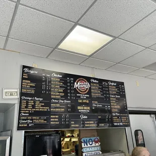 a menu on the wall