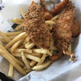 Chicken and shrimp basket- there was more we ate it