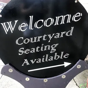 Courtyard seating area in back of restaurant