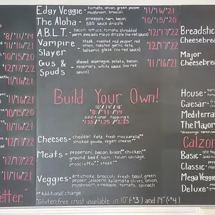 Our menu, updated on 10/4/22