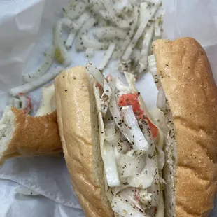 onion sandwich with a hint of seafood salad