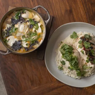 Boiled Whole Chicken with rice, domojang, ginger scallion, and soup.