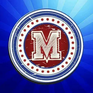 the m logo on a blue background