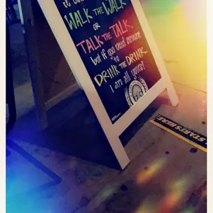 a chalk board with a message on it