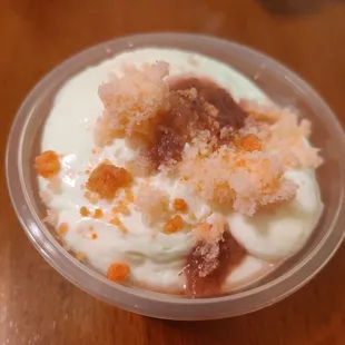 a dessert in a plastic container