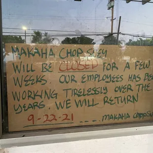 Closed until September 22, 2021 for staff vacation.