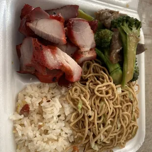HawaiiSplitAc.com 2 choice about $10, add $1 for char siu..