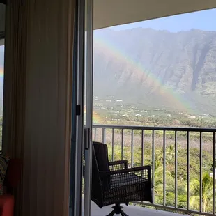 Makaha Valley Towers Rainbows thorugh windows