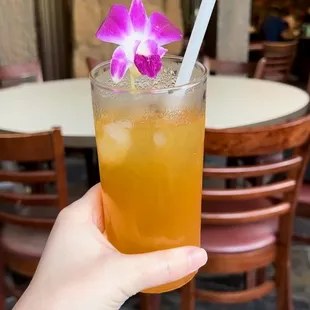 POG Juice spiked with Tito's Vodka