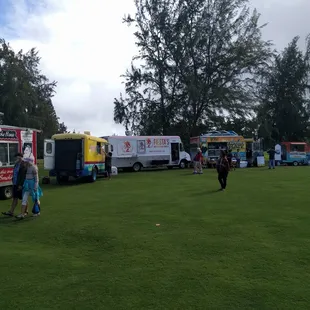 Food trucks getting set up.