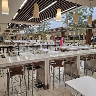 Lots of indoor dining options: high top tables and regular seating