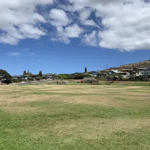 View of the field looking towards the road