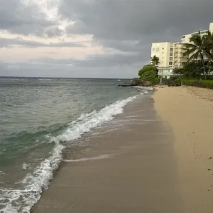 The beach is small