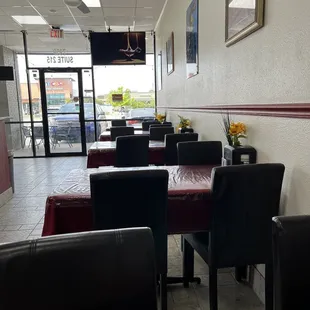 Bright cozy with comfortable seating.