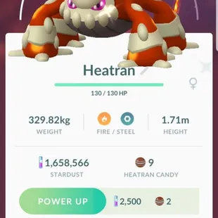 Heck ya!  Heatran day two, 3rd raid of the day... You know my shiny flex!