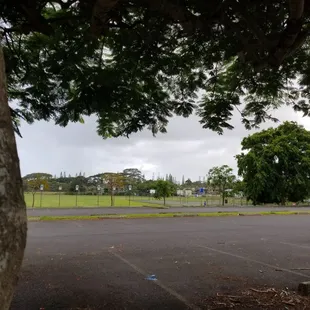 After the parking lot is the basketball courts