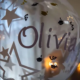 Personalized touches on balloon bouquets I ordered.