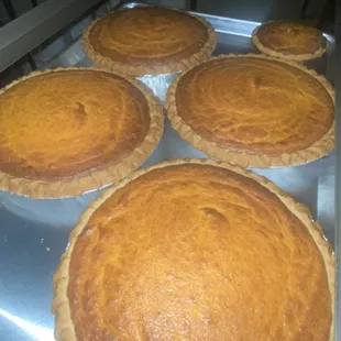 Sweet potato pie made with butter cookie crust