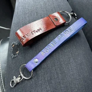 Leather keychains we made