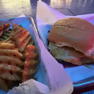 Smash burger and fries