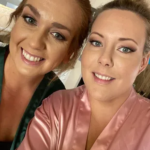 This was before hair was done, my maid of honor and I both after Juan worked his magic!