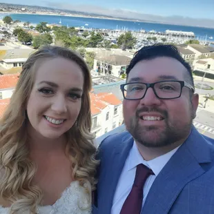 My handsome new husband and I ready to take pictures on the coast. Juan did an amazing job on my hair and makeup once again!
