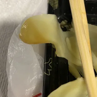 Ginger with a sour or rotten spot on it