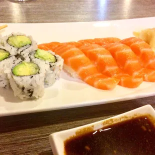 cucumber avocado roll &amp; salmon nigiri - they are always on point! lunch is a great deal