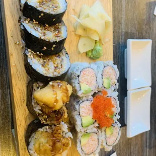 Soft shell crab tempura and California Roll