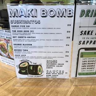 Menu as of 9/18/21