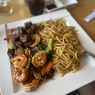 It's the steak and shrimp with noodles Luis vegetables. It's amazing!