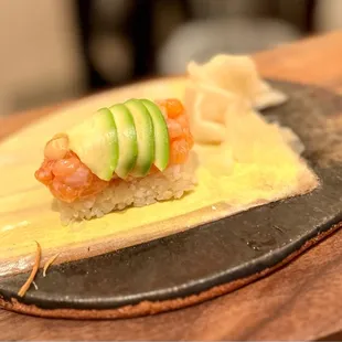 Salmon avocado grab handroll