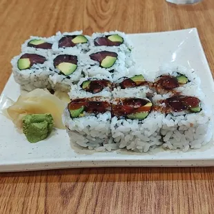 Eel avocado (front) and Vegas (tuna avocado in back)