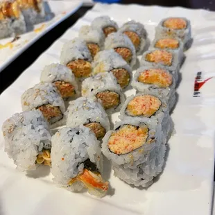 Spicy crab stick sushi