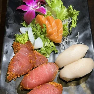 Salmon, White Tuna, and Peppered Tuna