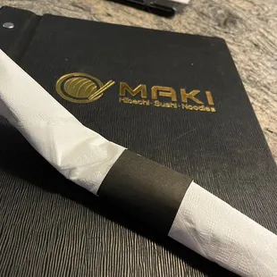 a knife and napkin on a table