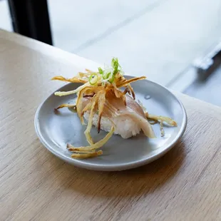 Albacore Nigiri: Garlic Ponzu, Fried Onions