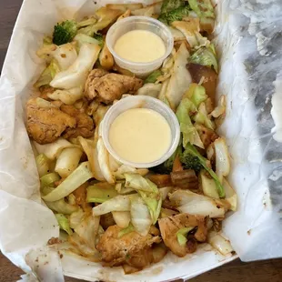 Low carb hibachi chicken, double veggies no rice