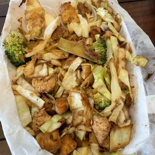 Hibachi chicken with veggies and rice